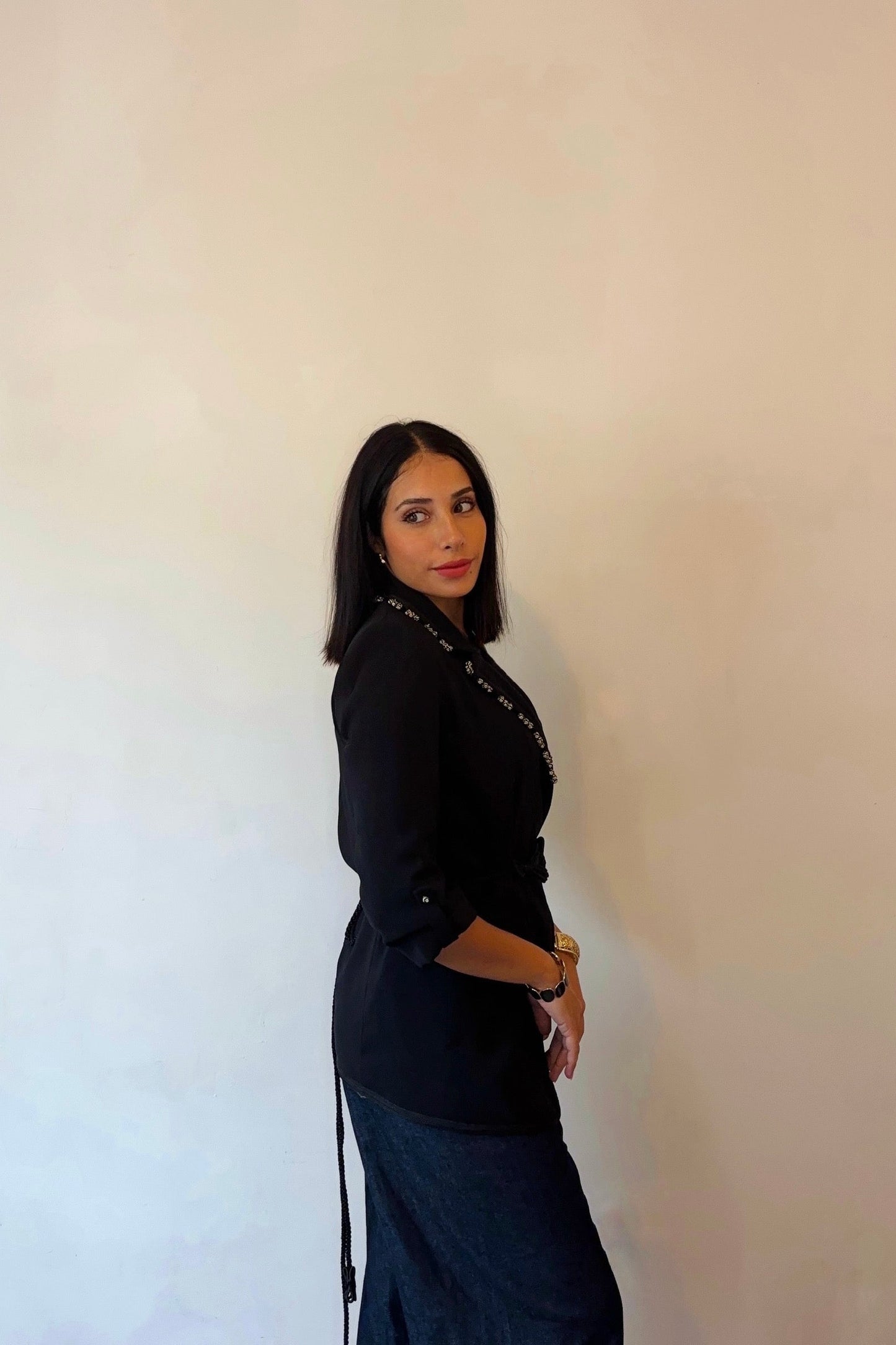 Blazer avec Sfifa noir + Aakad noir et doré + ceinture maajdoul en noir