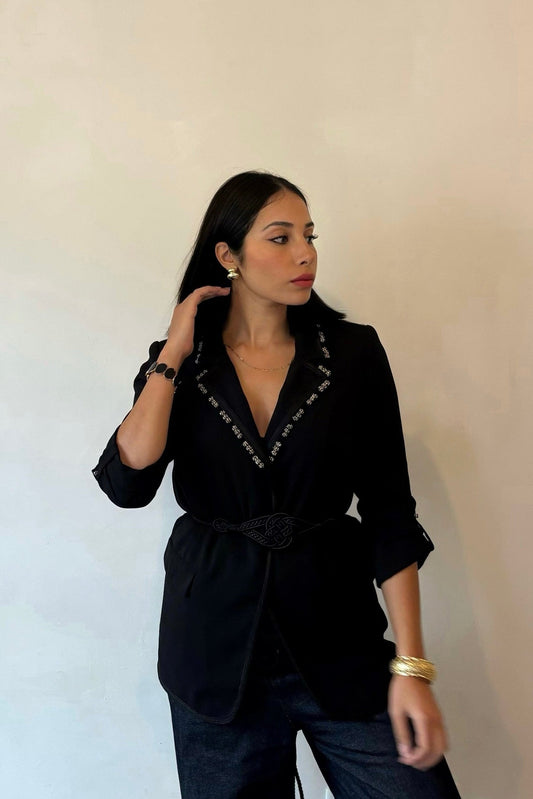 Blazer avec Sfifa noir + Aakad noir et doré + ceinture maajdoul en noir