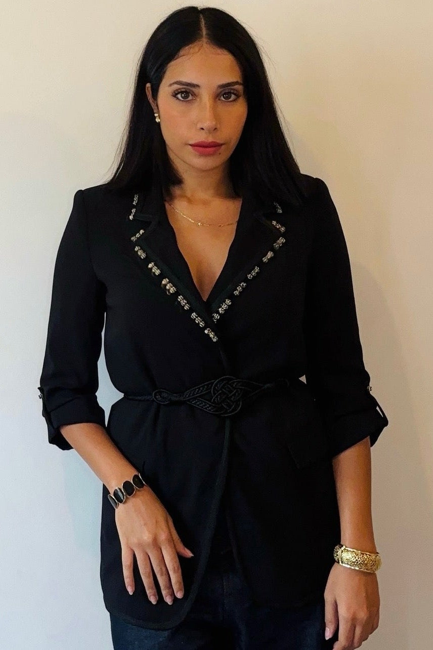 Blazer avec Sfifa noir + Aakad noir et doré + ceinture maajdoul en noir